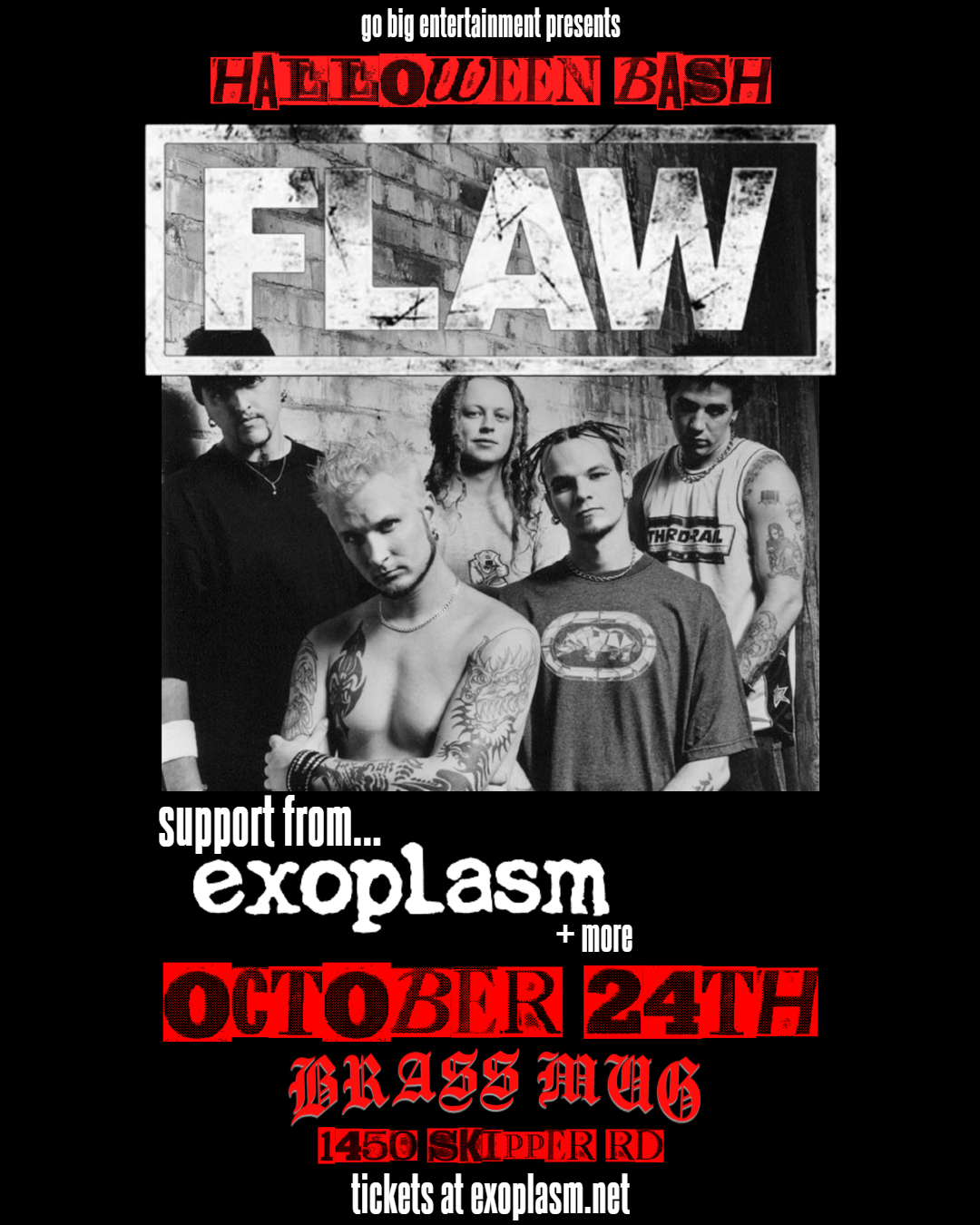 FLAW and Exoplasm live show flyer